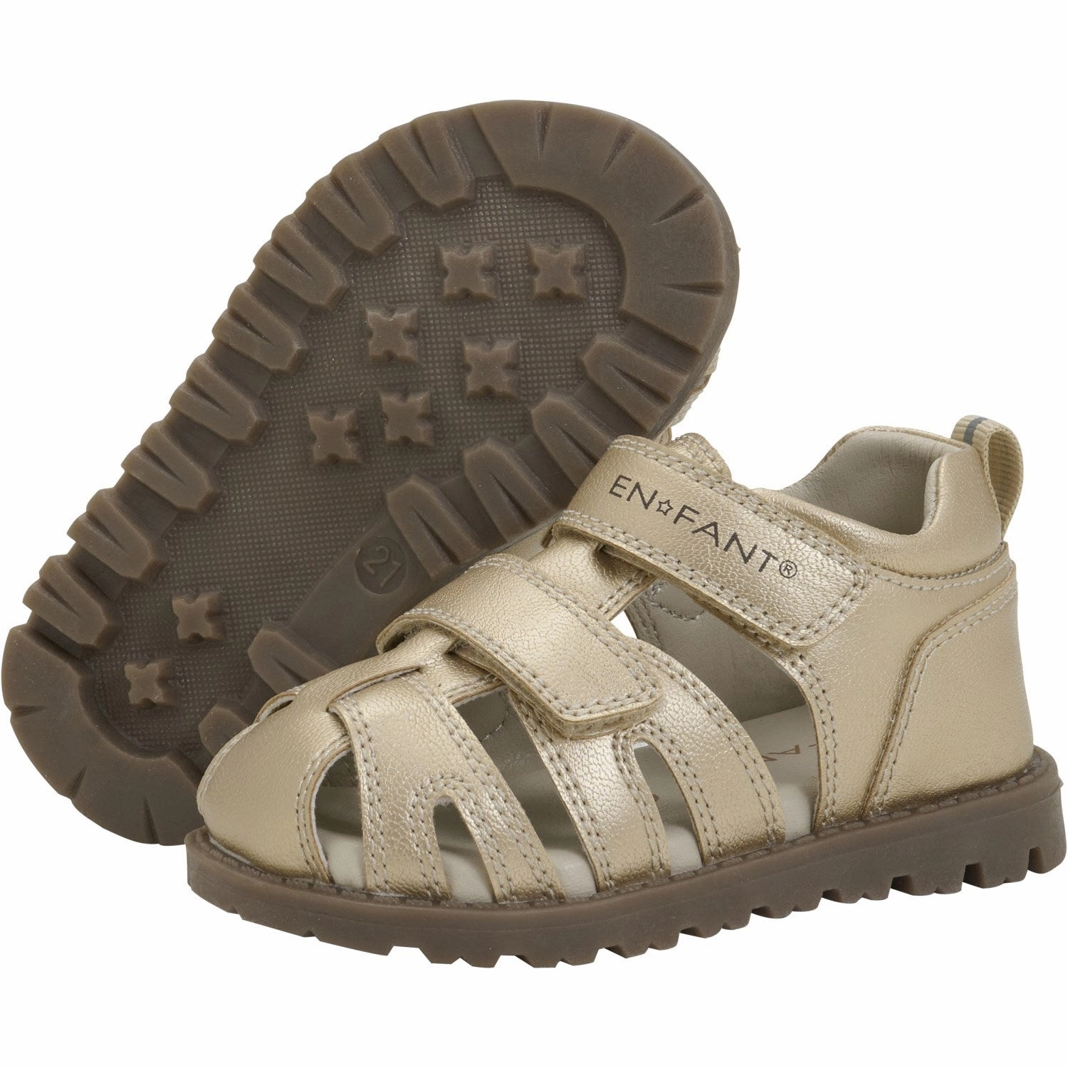 En Fant Champagne Beige Sandal Velcro platform sandals Fast Slide