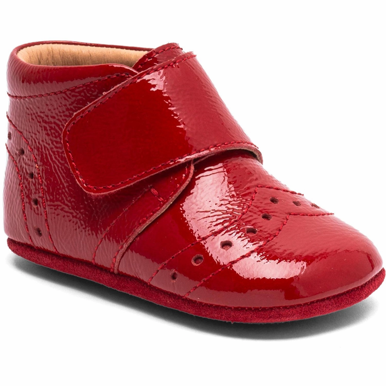 Anti Slip Feature Bisgaard Red Patent Petit Home Shoe