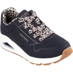 Skechers Black Uno Gen1 Leopard Chic Ergo Design