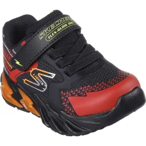 CushionedInsole Durable Lining Skechers Boys Flex Glow Bolt Sneakers Black Red