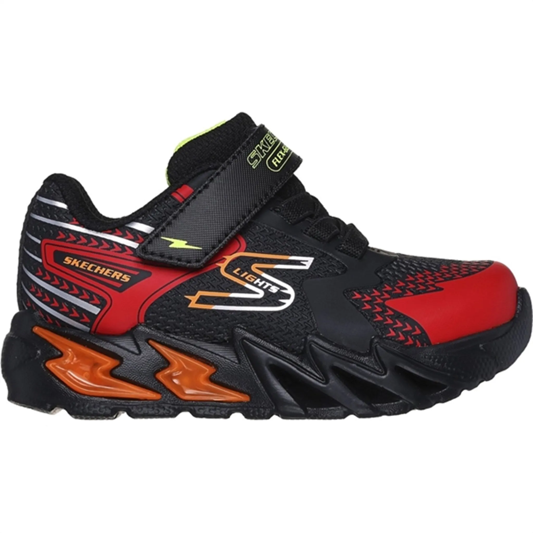 Lightweight Midsole Skechers Boys Flex Glow Bolt Sneakers Black Red