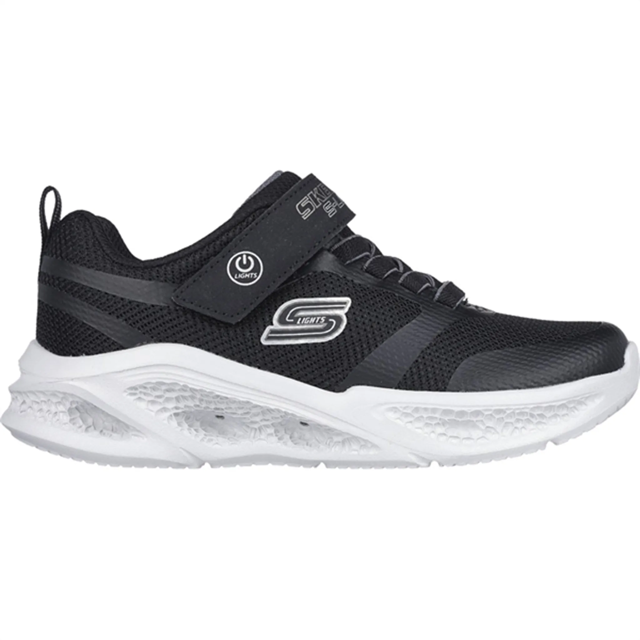 Skechers Boys Skechers Meteor-Lights Sneakers Black Grey Odor Resistant Technology