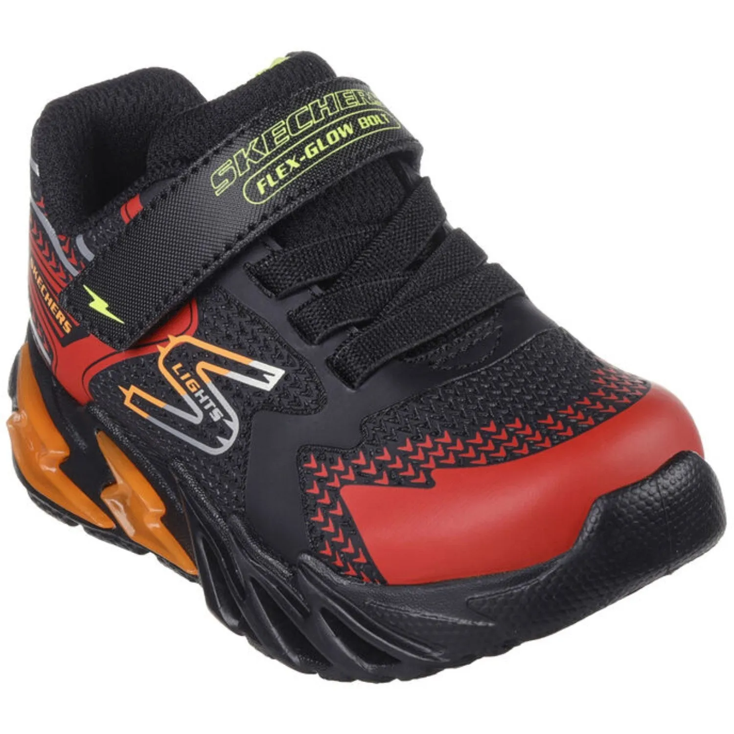 Skechers Flex Glow Bolt Sneakers Black Red NonSlip