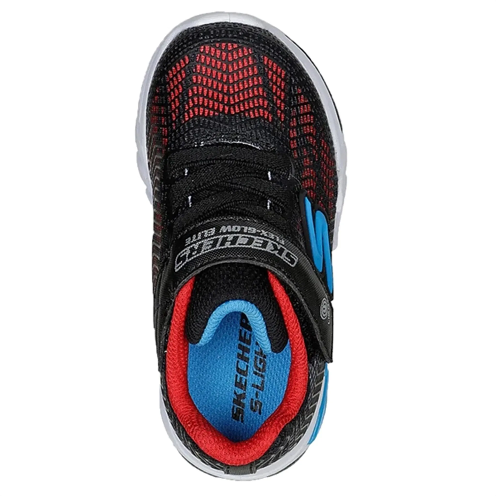 Skechers Flex-Glow Elite Sneakers Black Red Blue Light Movement Responsive Gear