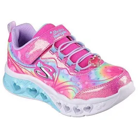 Skechers Flutter Heart Light Sneakers With Multi Glitter Hot Pink Lavender Fabric Upper