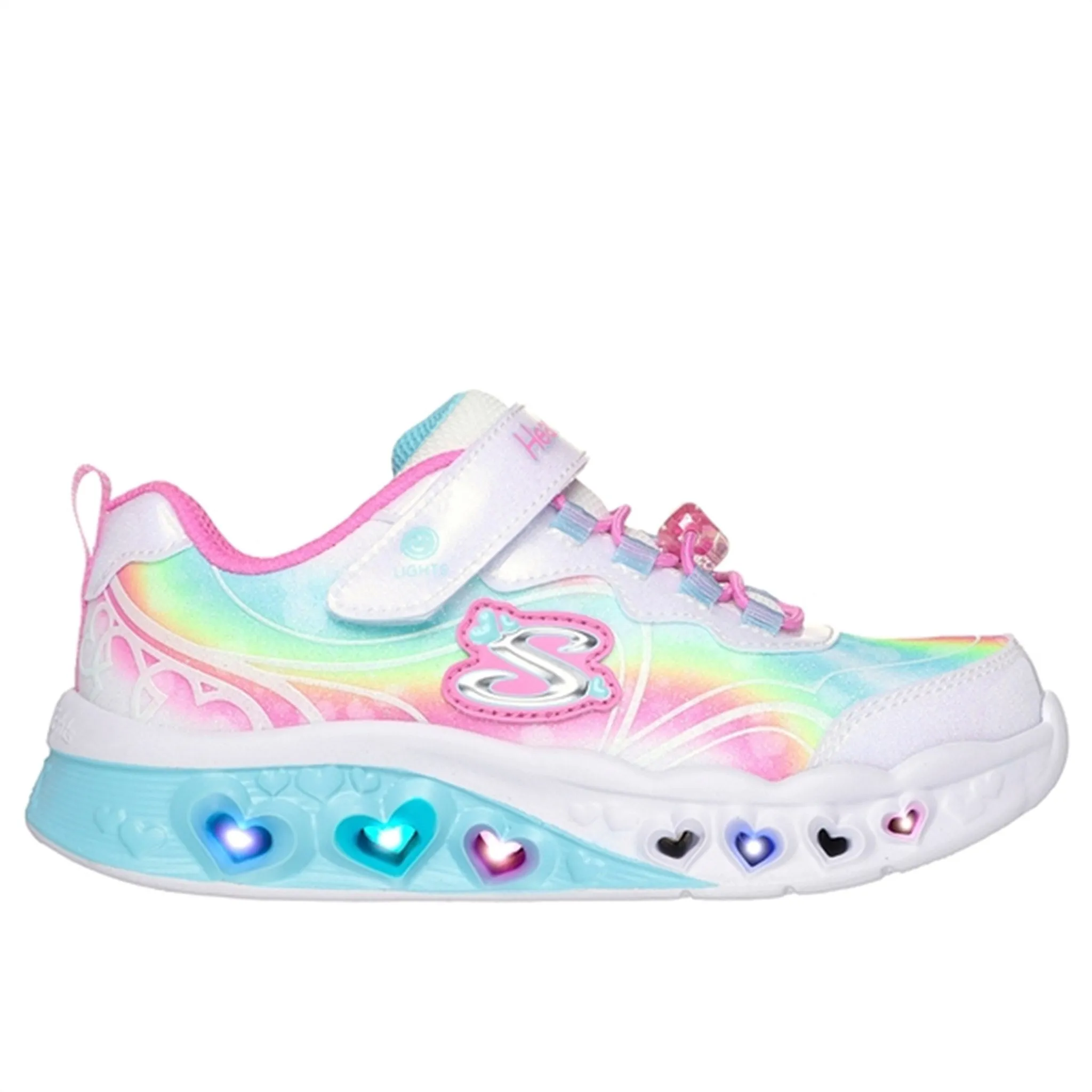 Skechers Flutter Heart Lights Sneakers White Multicolor Run Ready Sculpted comfort
