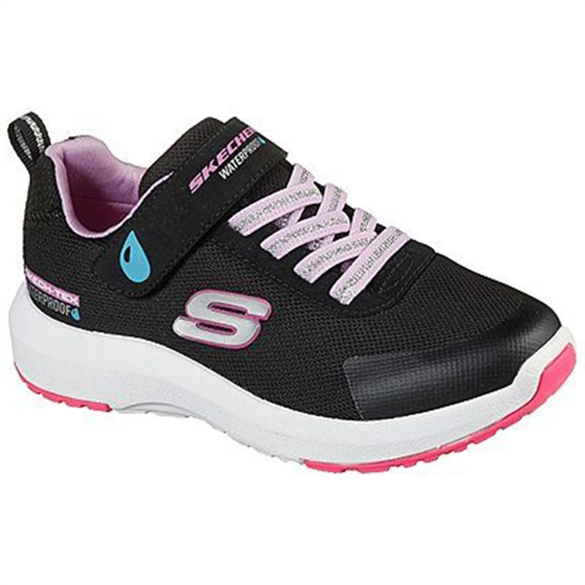 Skechers Girls Dynamic Tread Misty Magic Waterproof Black Lavender Neutral Walk