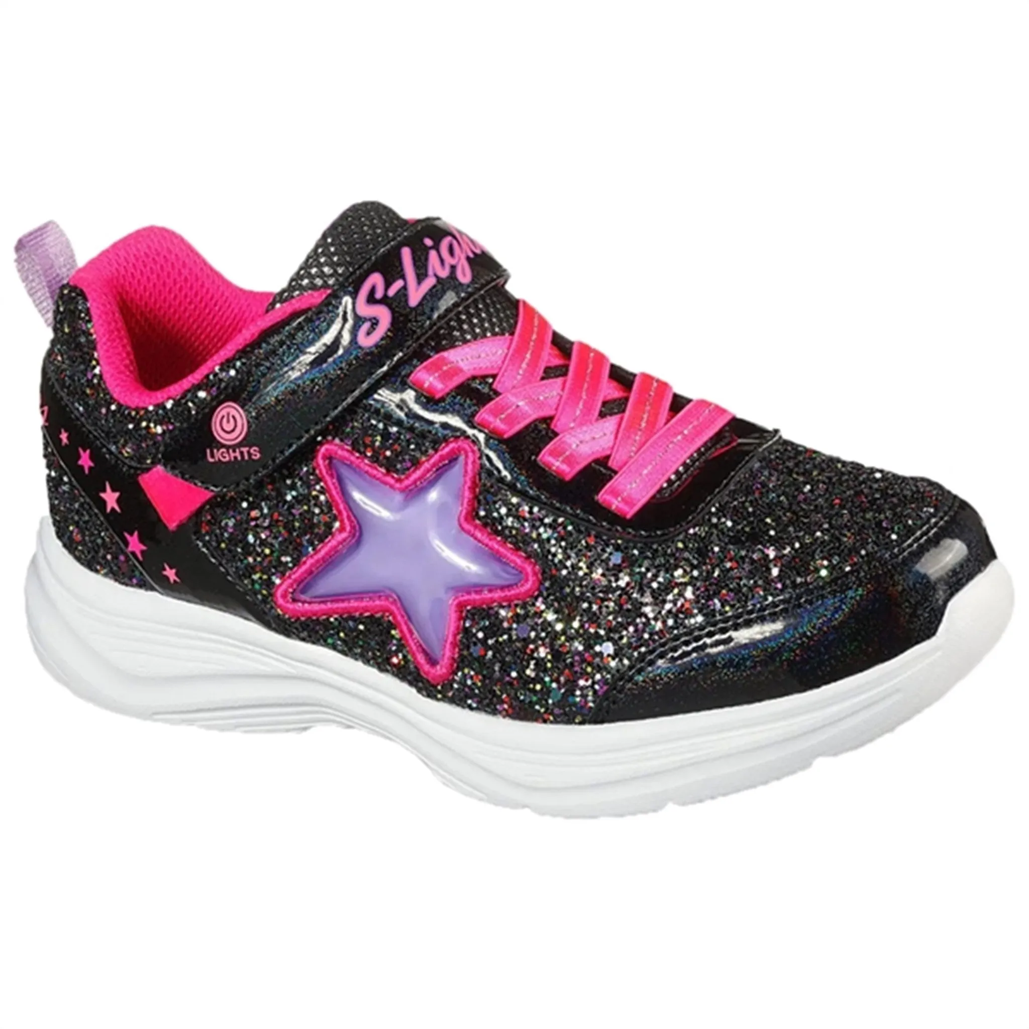 Skechers Glimmer Knicks Sneakers Starlet Shine Black Hot Pink Durable Feel Temperature Regulating Fabrics