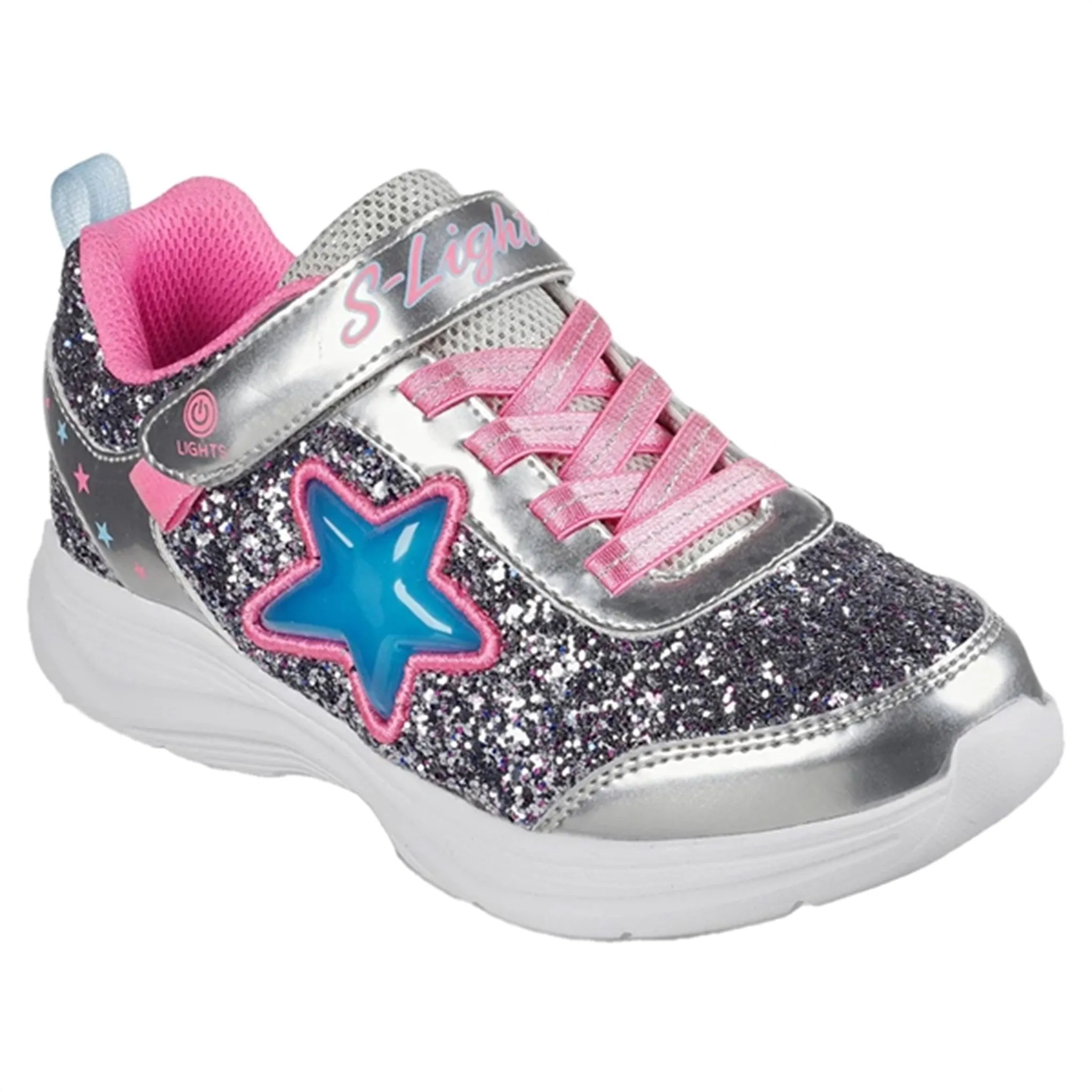 Skechers Glimmer Knicks Sneakers Starlet Shine Silver Pink Zero Drop Platforms