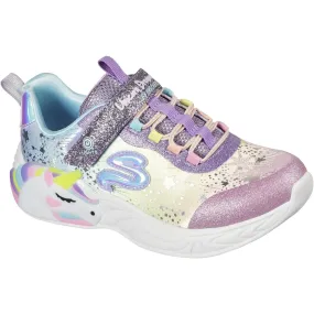 Shock-absorbent look Skechers Purple S-Lights Unicorn Dreams