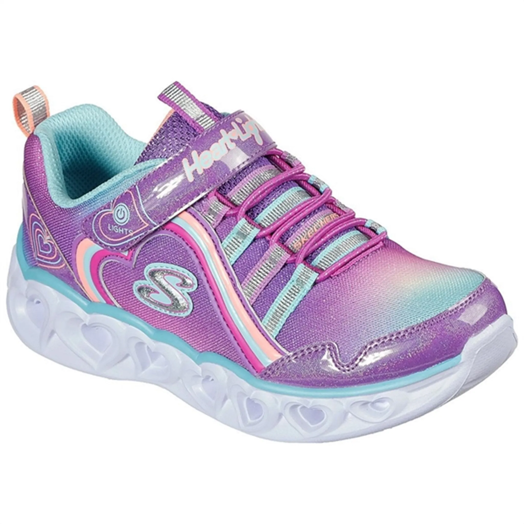 Skechers S-Lights Heart Lights Sneakers Rainbow Lux Purple Multi Bouncy Cushioning