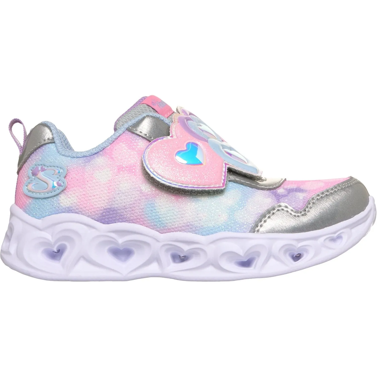 Workout Friendly Skechers Silver Heart Lights Lovin Reflection