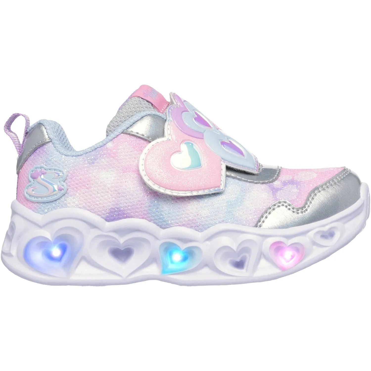 Reinforced Sides Skechers Silver Heart Lights Lovin Reflection