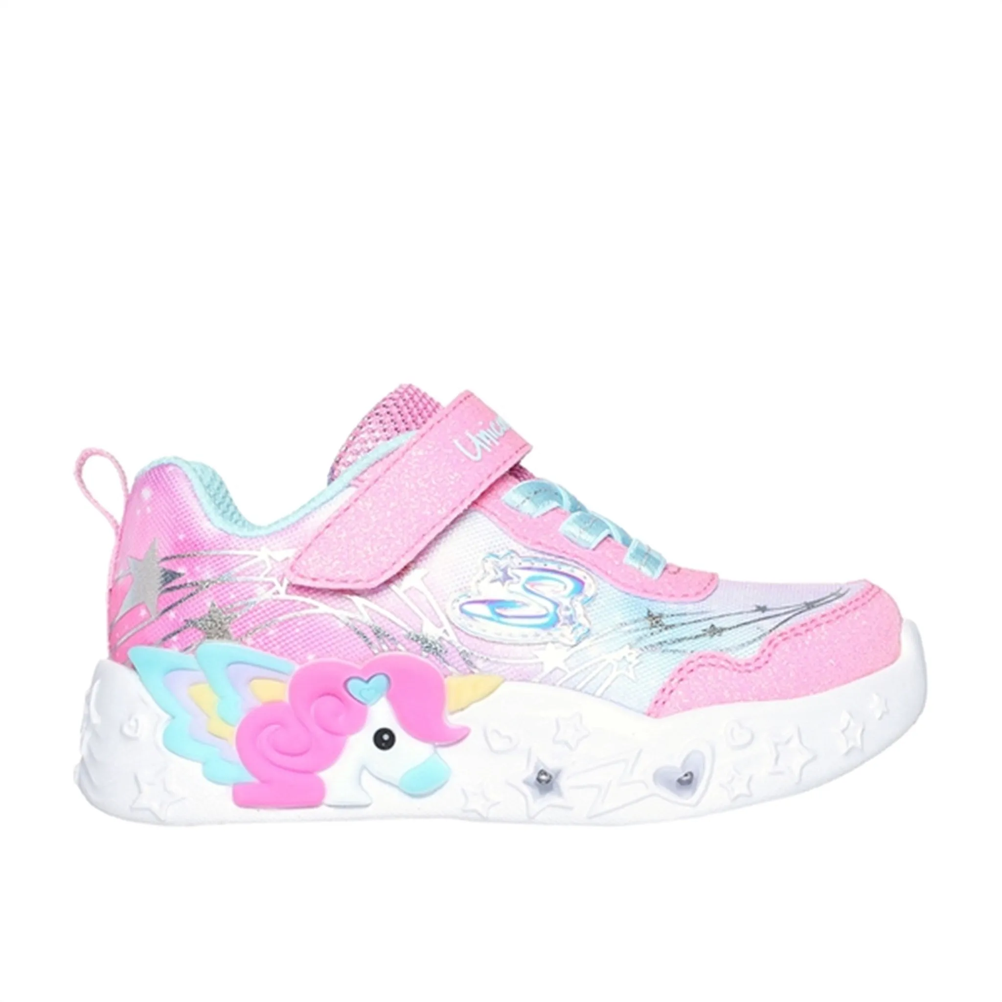 Hyper Elastic Polymer Skechers Unicorn Dreams Ombre Print & Star Shoe Pink Turquoise