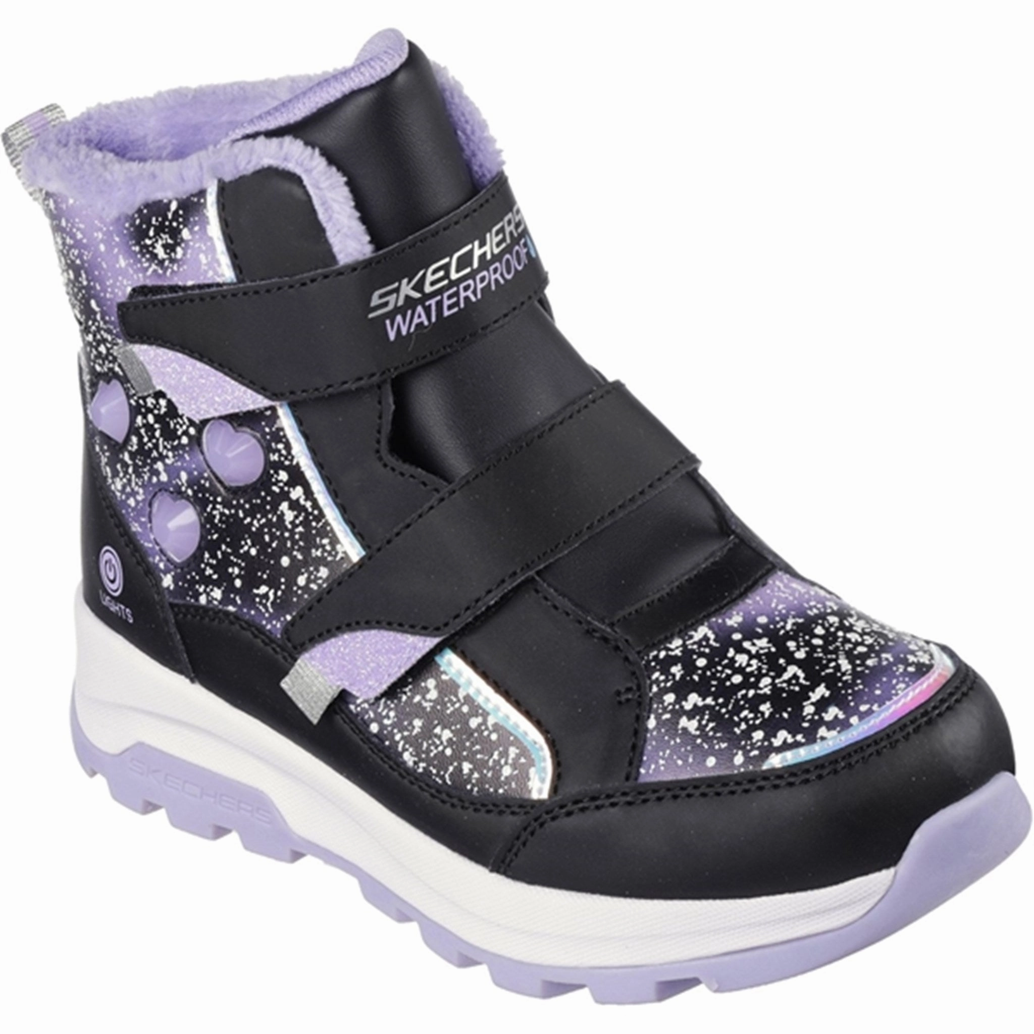 Skechers Girls Storm Blazer Waterproof Boots Black Lavender Light support Outdoor Chore
