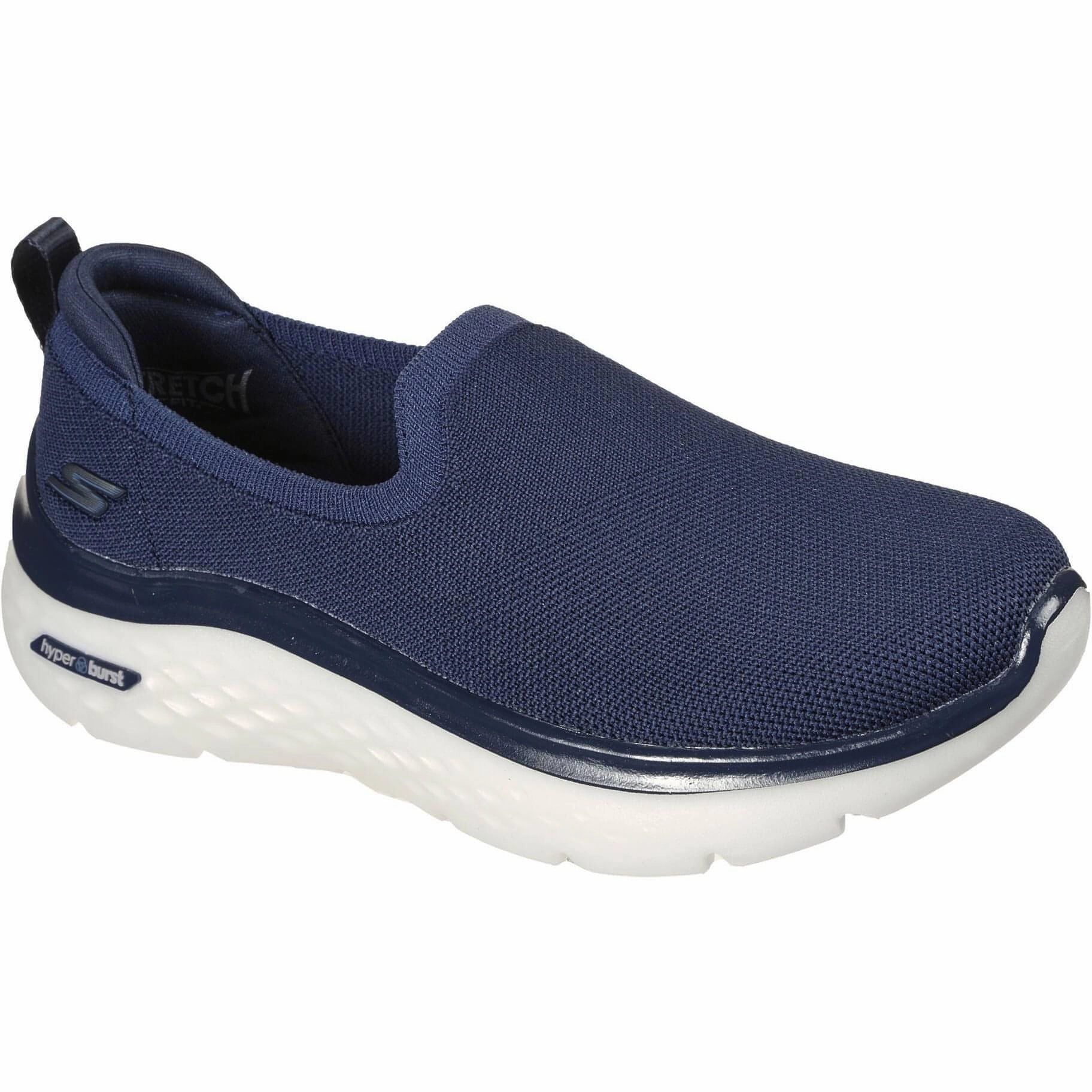 Skechers GoWalk Hyper Burst Slip On Womens Walking Shoes - Navy Stretch Fabric for endurance training