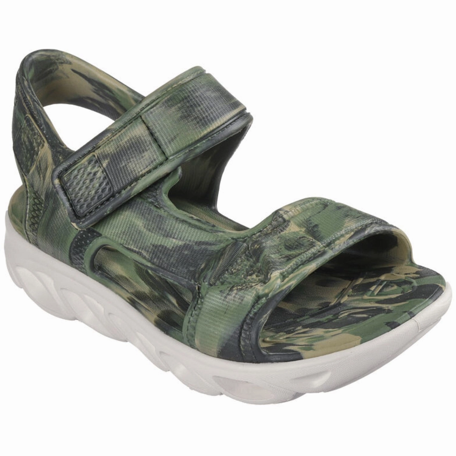 Mesh Upper Skechers Hypno-Splash Camo Printed River Sandal Black Olive