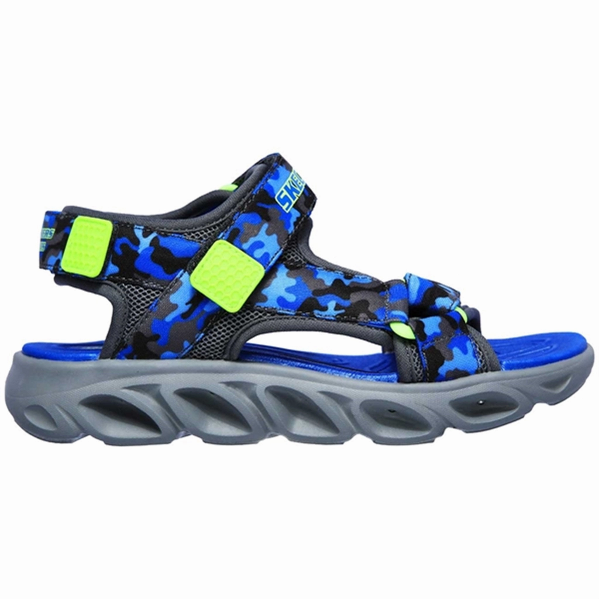 Pressure Relief Footbed Simple Fit Shoes Skechers S-Lights Hypno Splash Sandal Blue/Lime