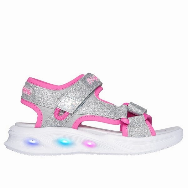 Water resistant upper Skechers Sola Glow Sandal Silver Hot Pink