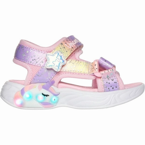 Breathable fabric Cozy Sandal Step Skechers Unicorn Dreams Sandal Light Pink Multi