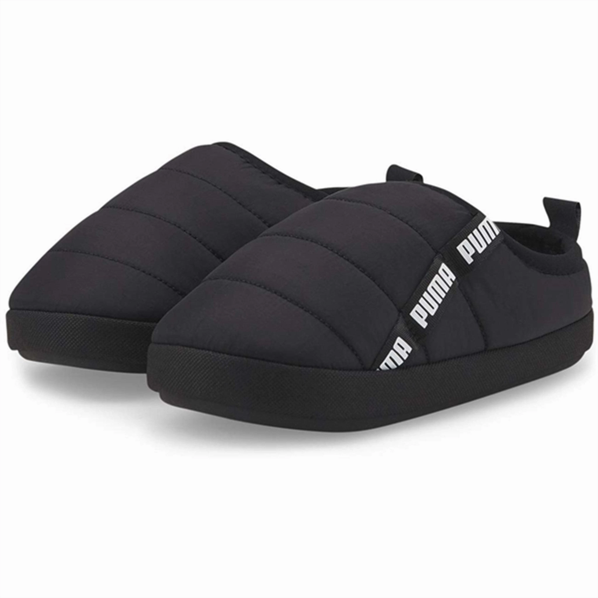 Simple Step-On Puma Scuff Slippers Black-White