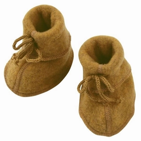 Seamless Walk Anti Slip Sole Engel Baby Booties w. Ribbon Saffron Melange