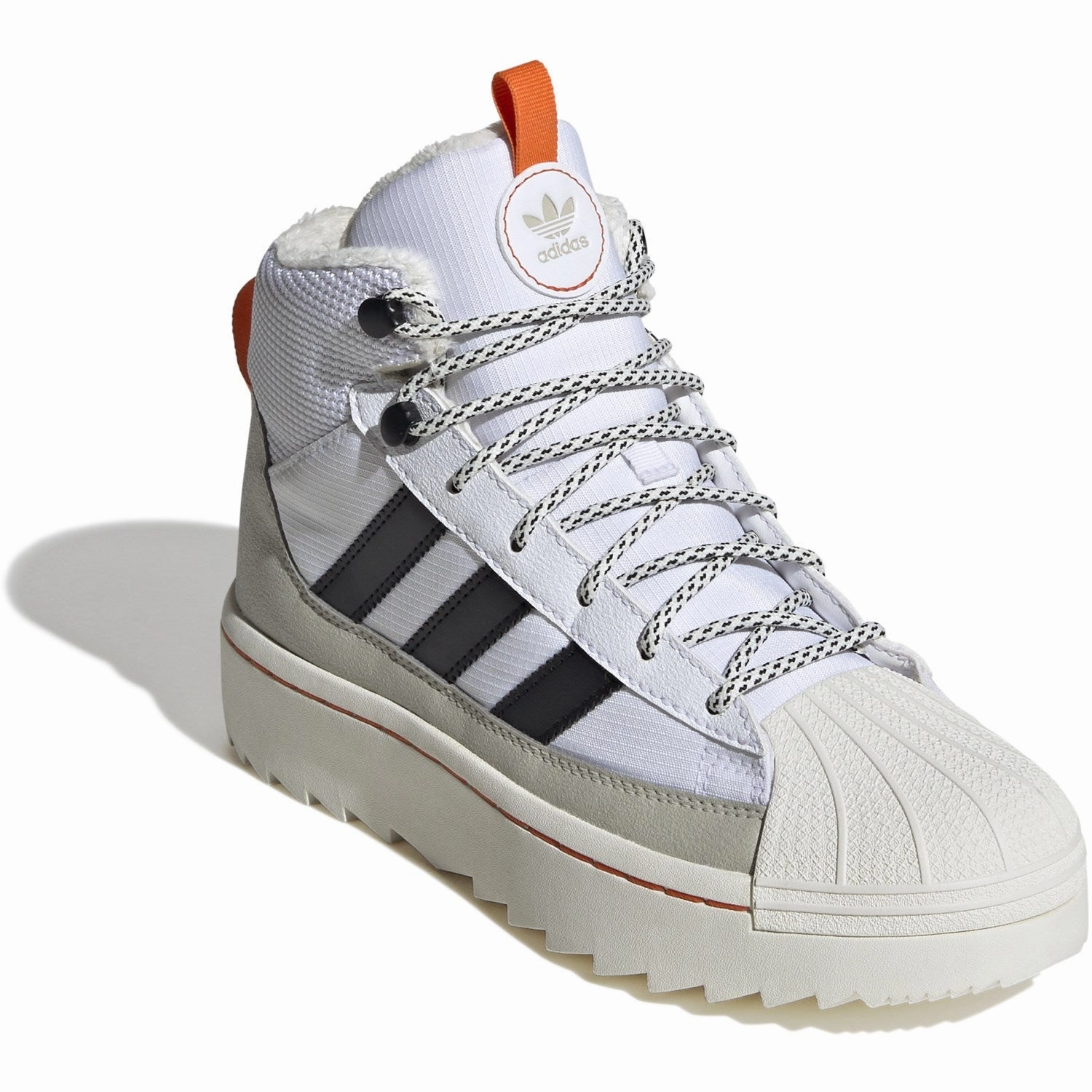Matte Tone synthetic material adidas Originals White/Core Black/Putty Grey Superstar Winter Trek J Boots