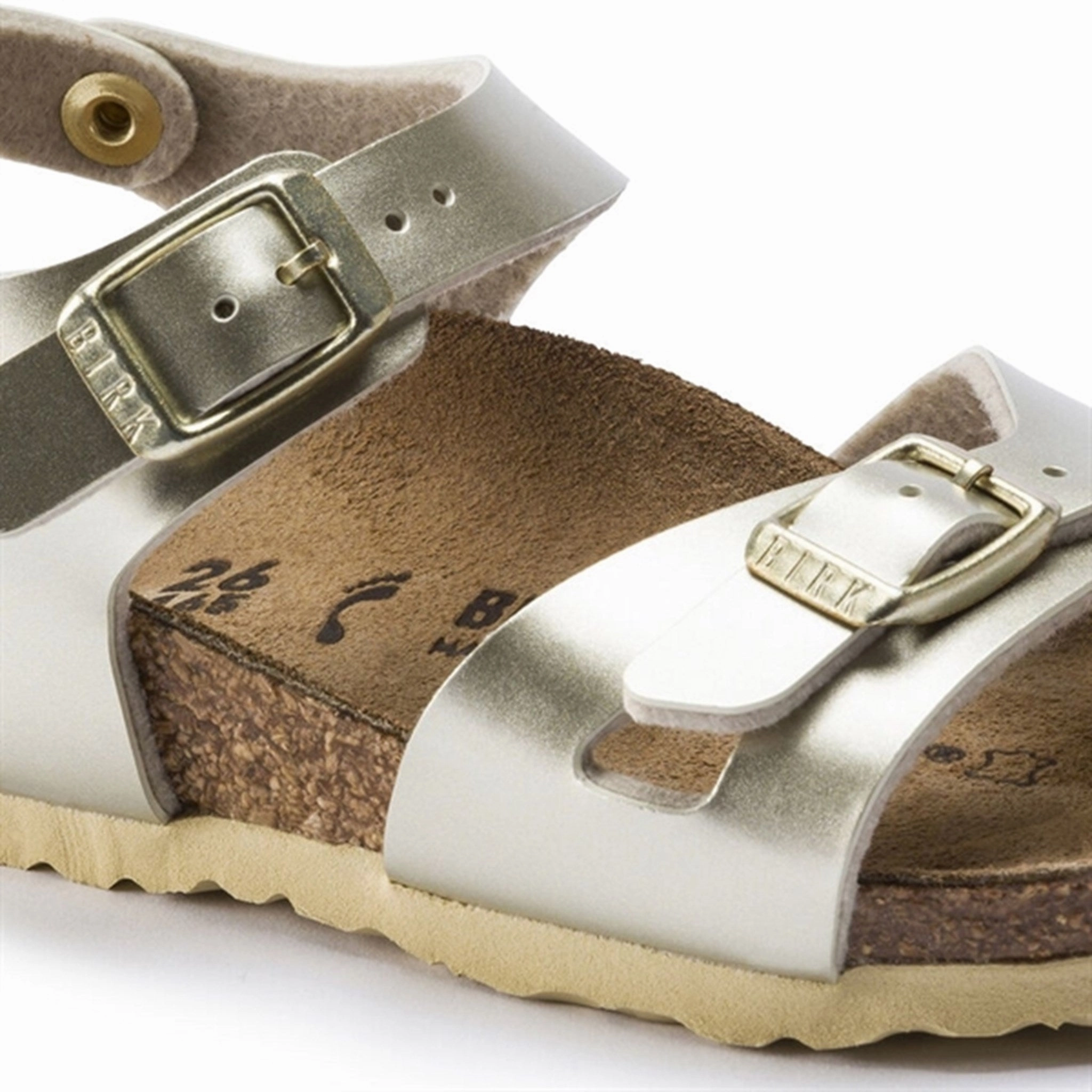 Everyday Slip Relax Slip Shoes Birkenstock Rio Kids BF Electric Metallic Gold Sandals