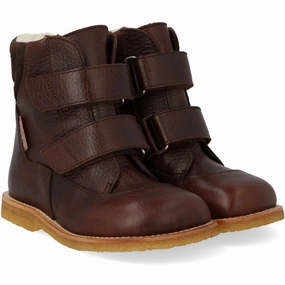 Angulus Dark Brown/Dark Brown TEX Boot with Velcro Closure Reinforced Form Night Travel Wide toe box
