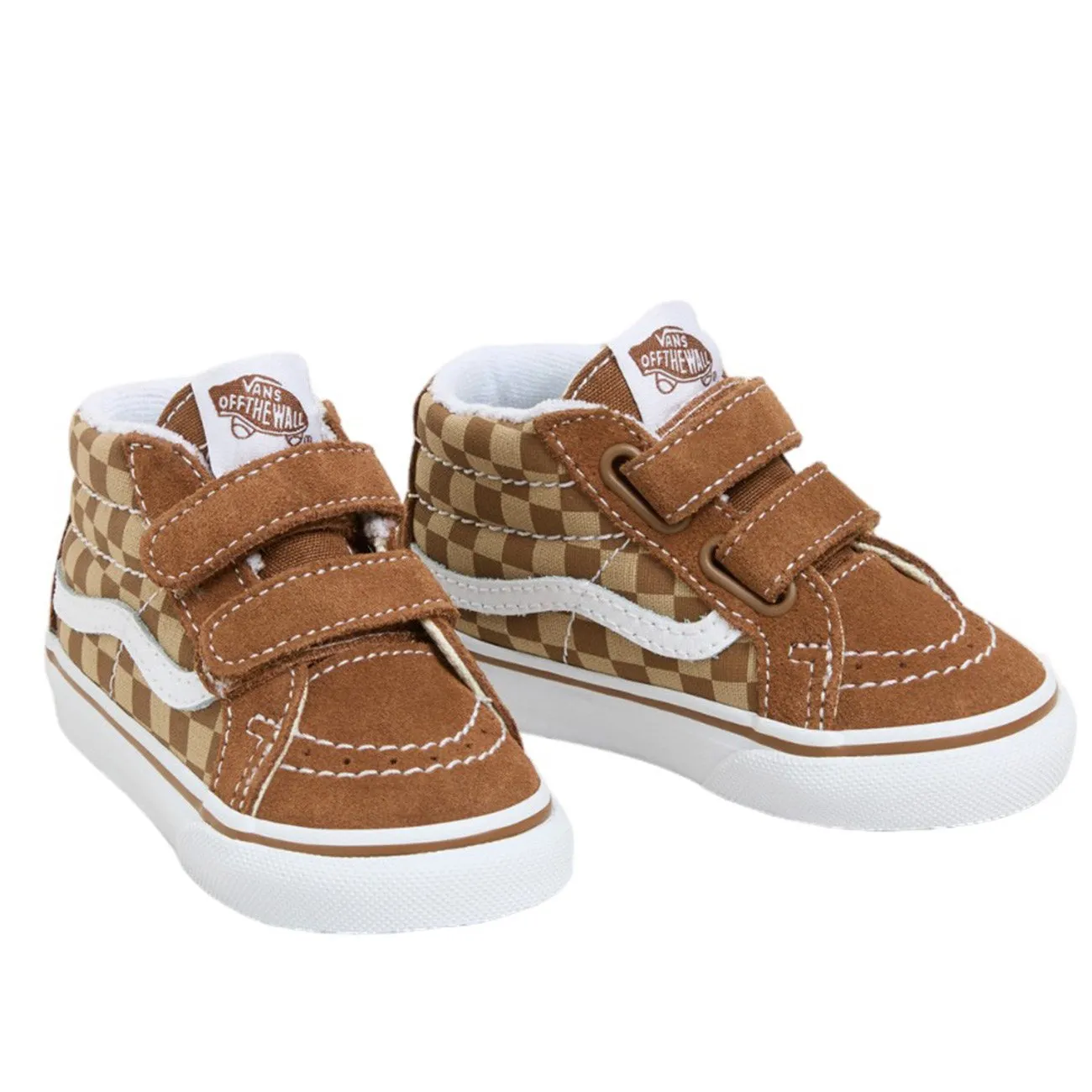 Comfortable Upper Material VANS Neutral Checkerboard BROWN/TRUE WHITE SK8-Mid Reissue V