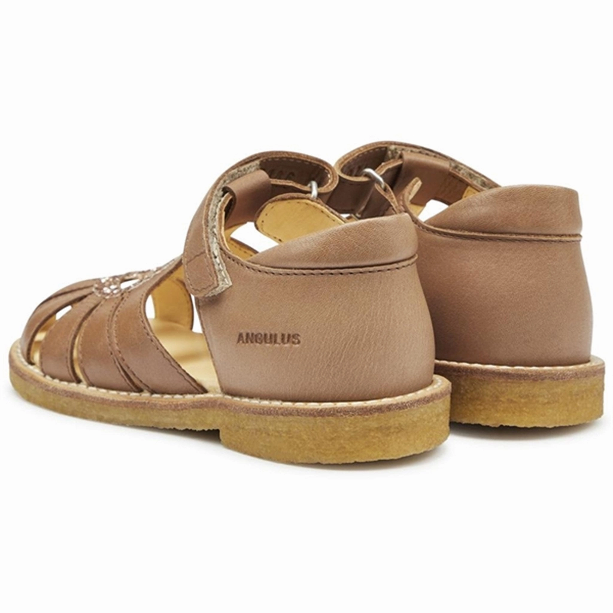 Angulus Hjerte Sandals Almond/Maple Glitter Padding Around Ankle