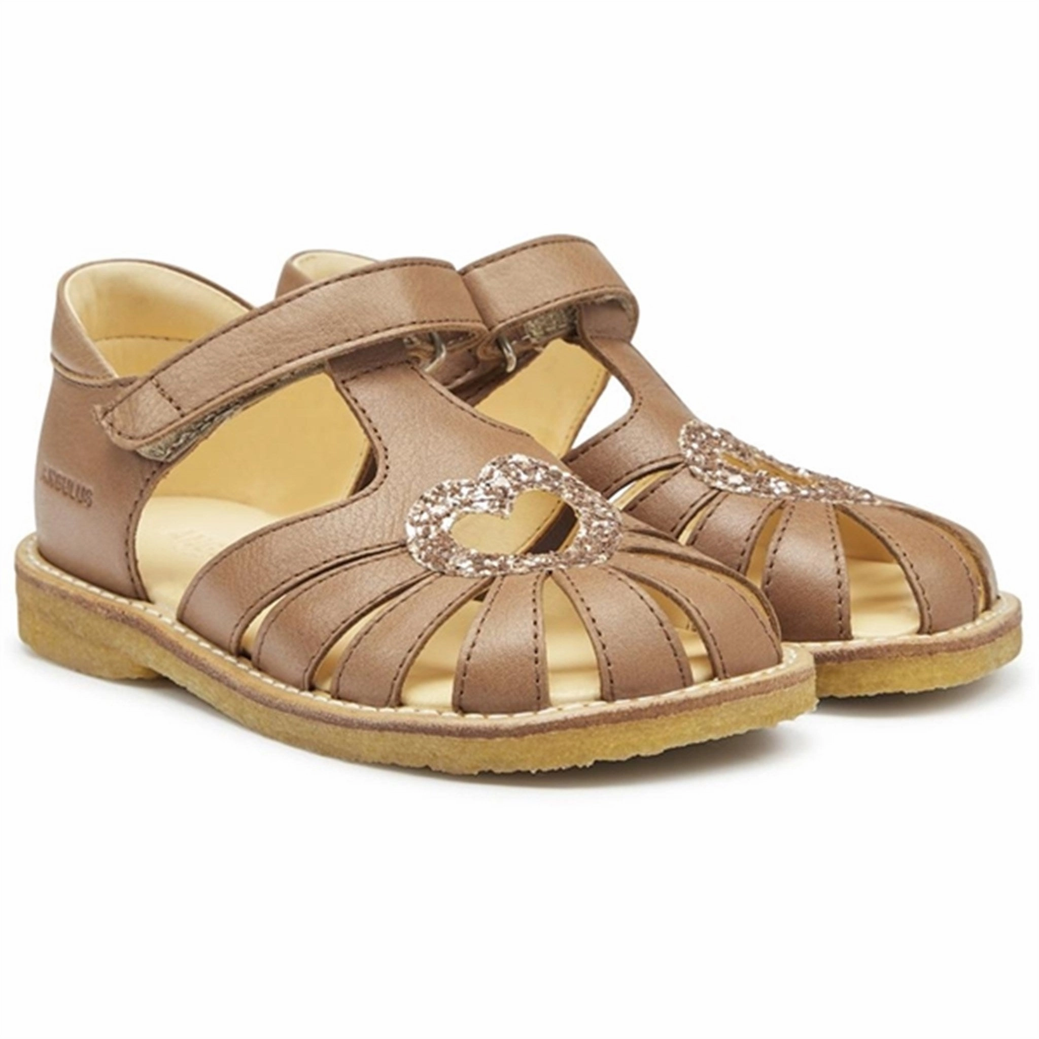 Embellished Angulus Hjerte Sandals Almond/Maple Glitter