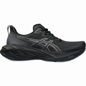 Asics NovaBlast 4 Mens Running Shoes - Black Stretch Gusseted Tongue daytime - running appeal