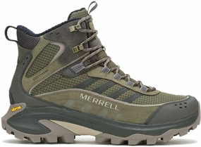 Merrell Moab Speed 2 Thermo Mid Waterproof Mens Walking Boots - Green heel pain relief cyclists