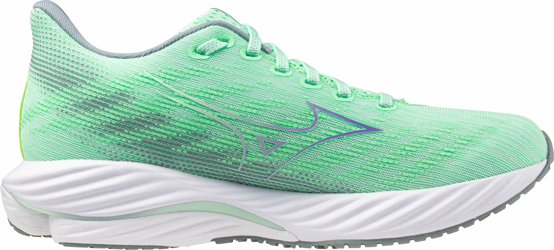 Mizuno Wave Rider 28 Womens Running Shoes - Green on - road shoes Rolling Gait Design