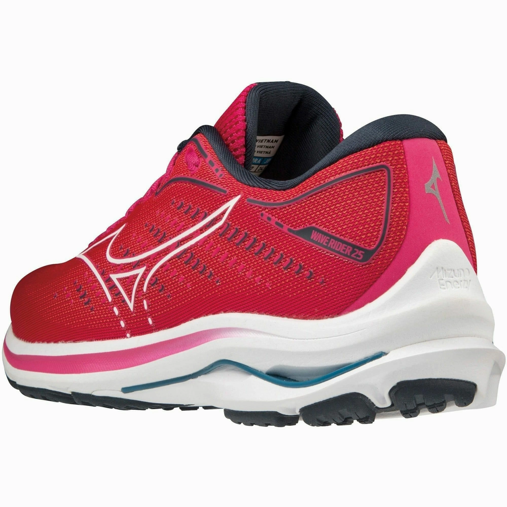 rigid - upper - feature shoes running with a mid - top design Mizuno Wave Rider 25 Womens Running Shoes - Pink