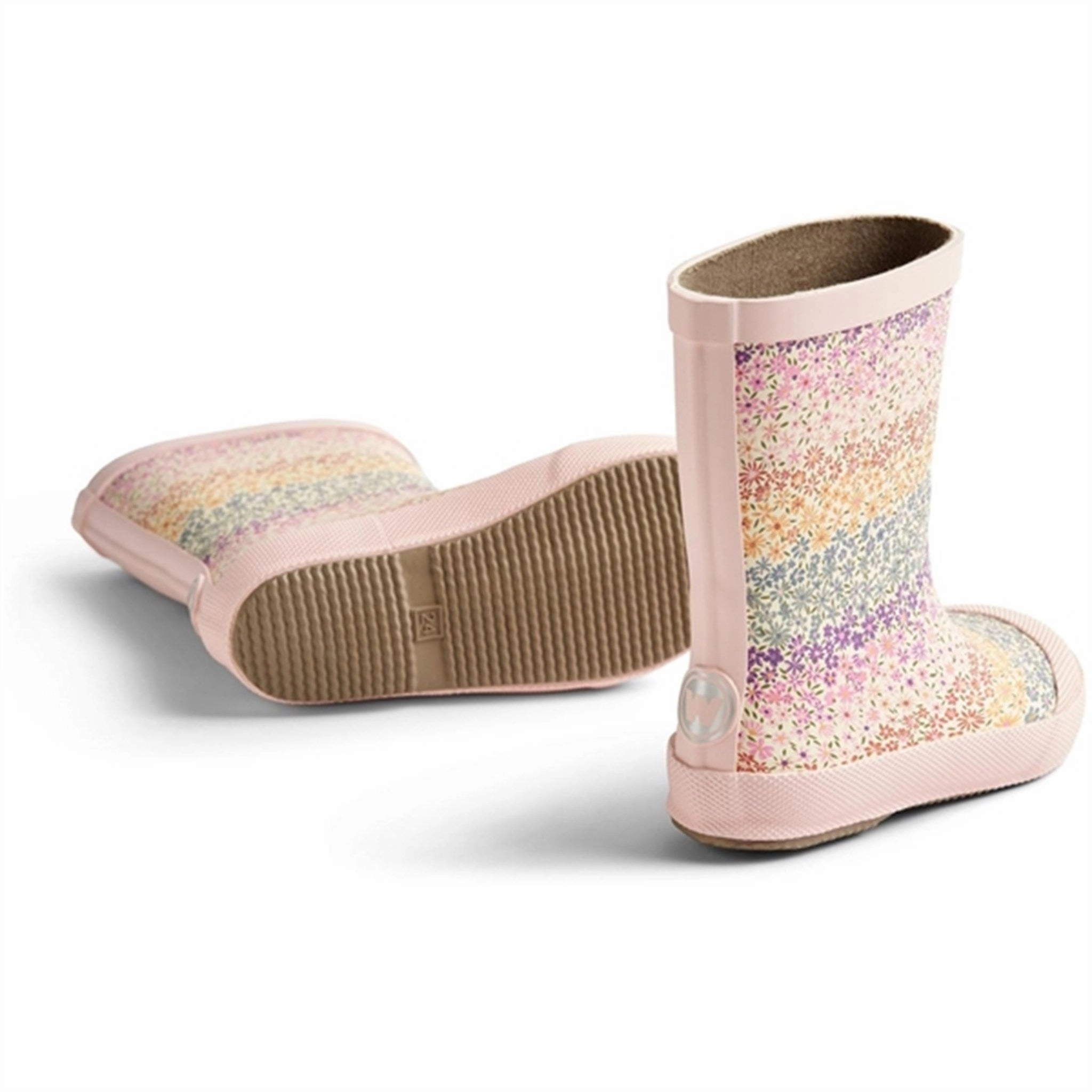 Classic Appeal Wheat Rubber Boot Print Muddy Rainbow Flowers