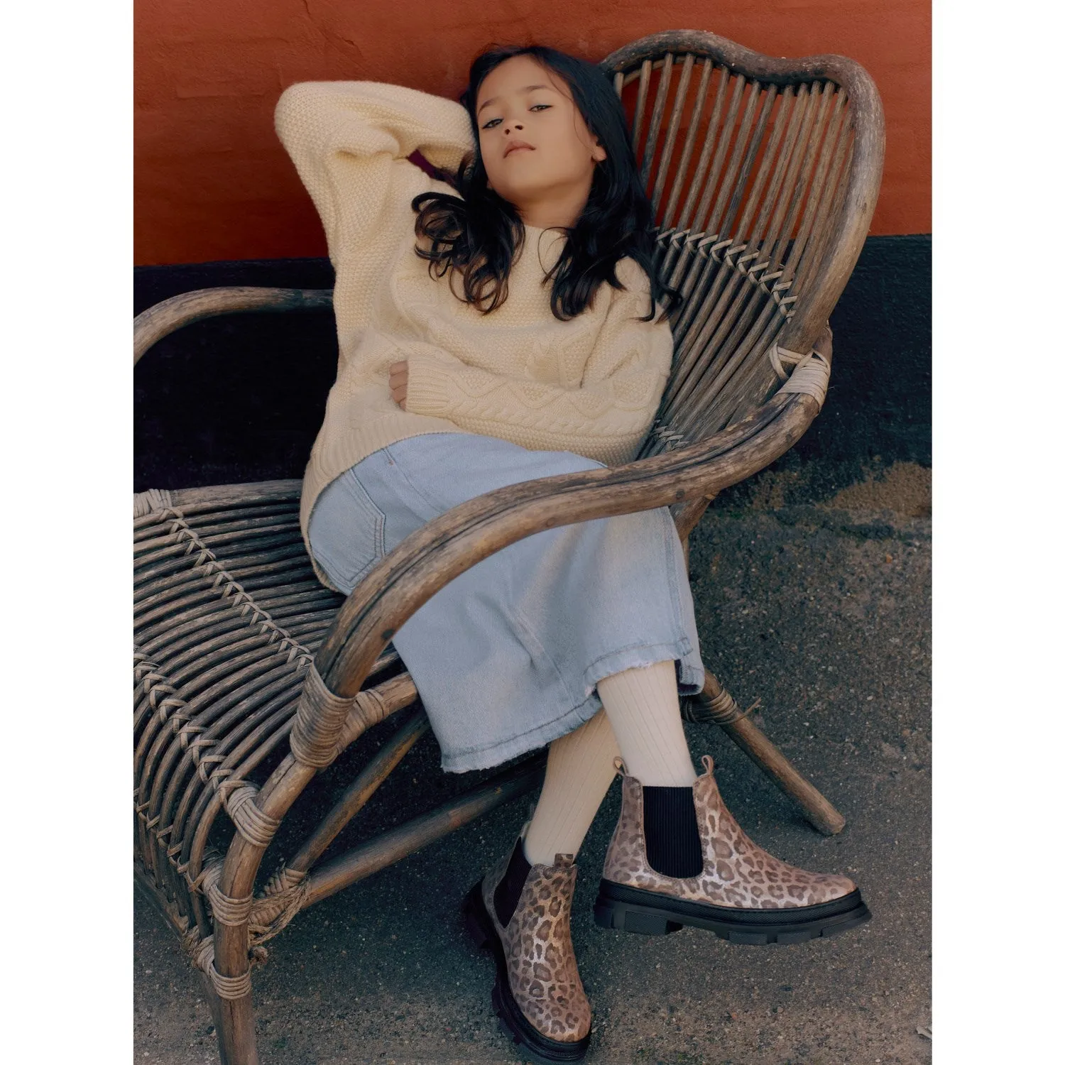 Scandi Cool Angulus Silver Leo/Black Chelsea Boot with Elastic and Wool Lining