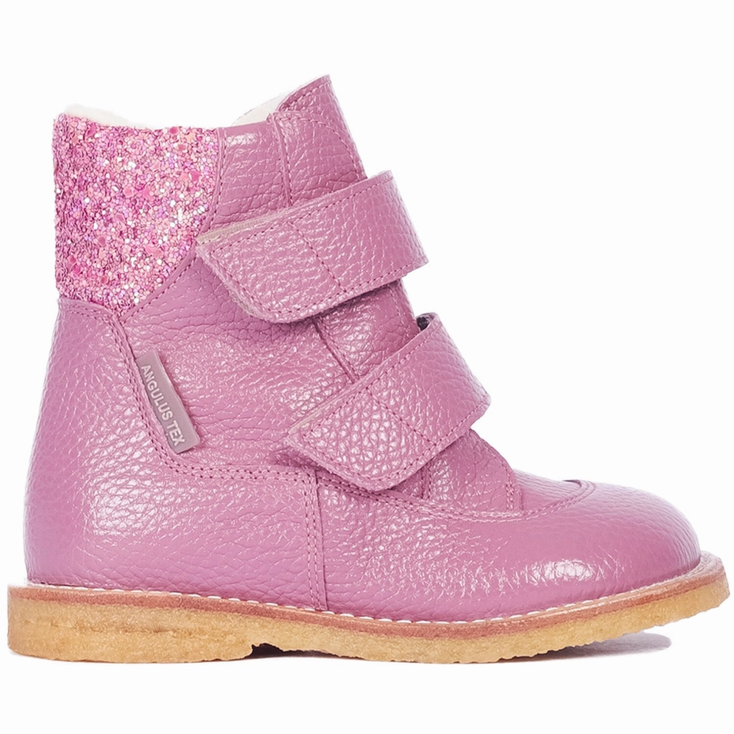 Angulus Heather/Heather Glitter Tex Boot with Velcro Closure Waterproof Adventure Seeker Chunky Sole