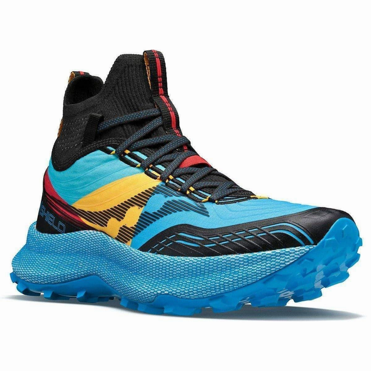 dry - climate shoes Saucony Endorphin Mid Mens Trail Running Shoes - Blue