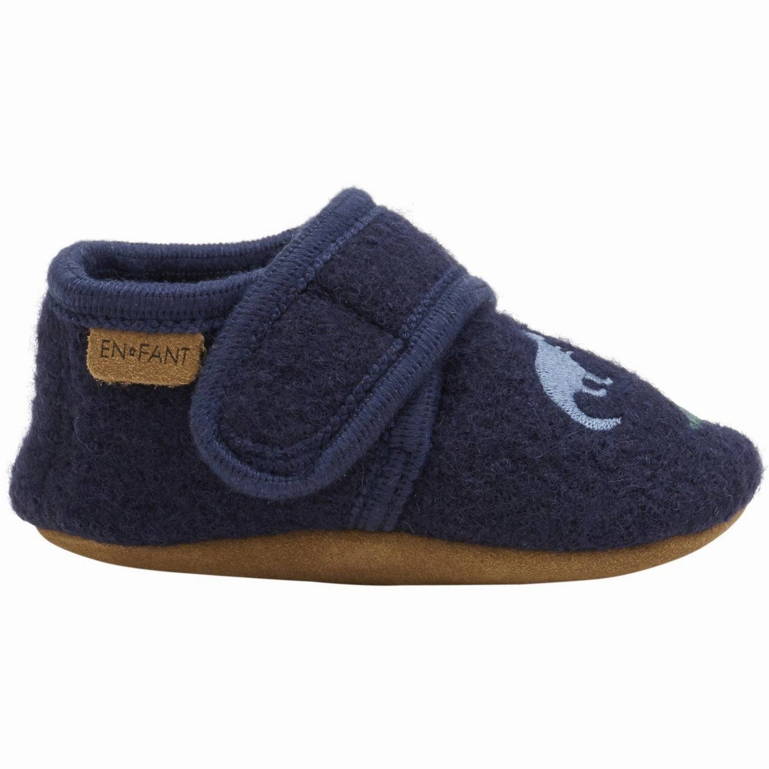 En Fant Navy Wool Slippers With Embroidery Chill Slip Relaxed Footwear