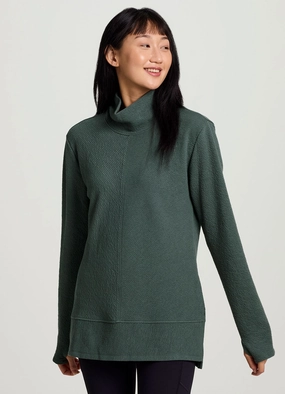 Pockets available Studio Jacquard Mock Neck Pullover