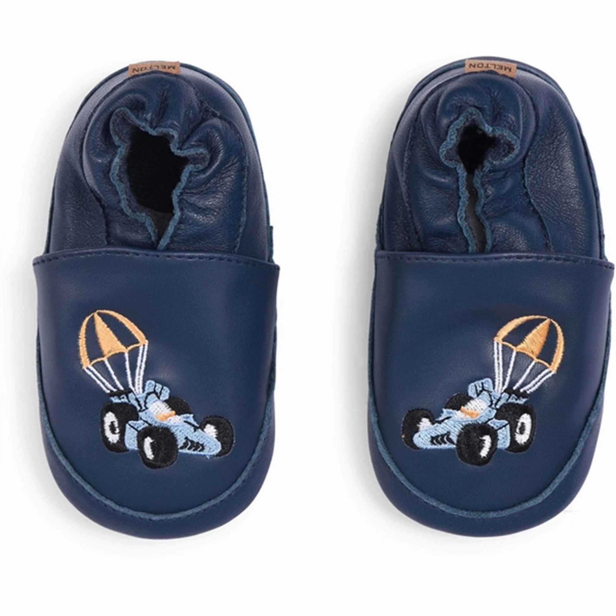 MELTON Race Car Leather Slippers Navy Academy Instant Sandals