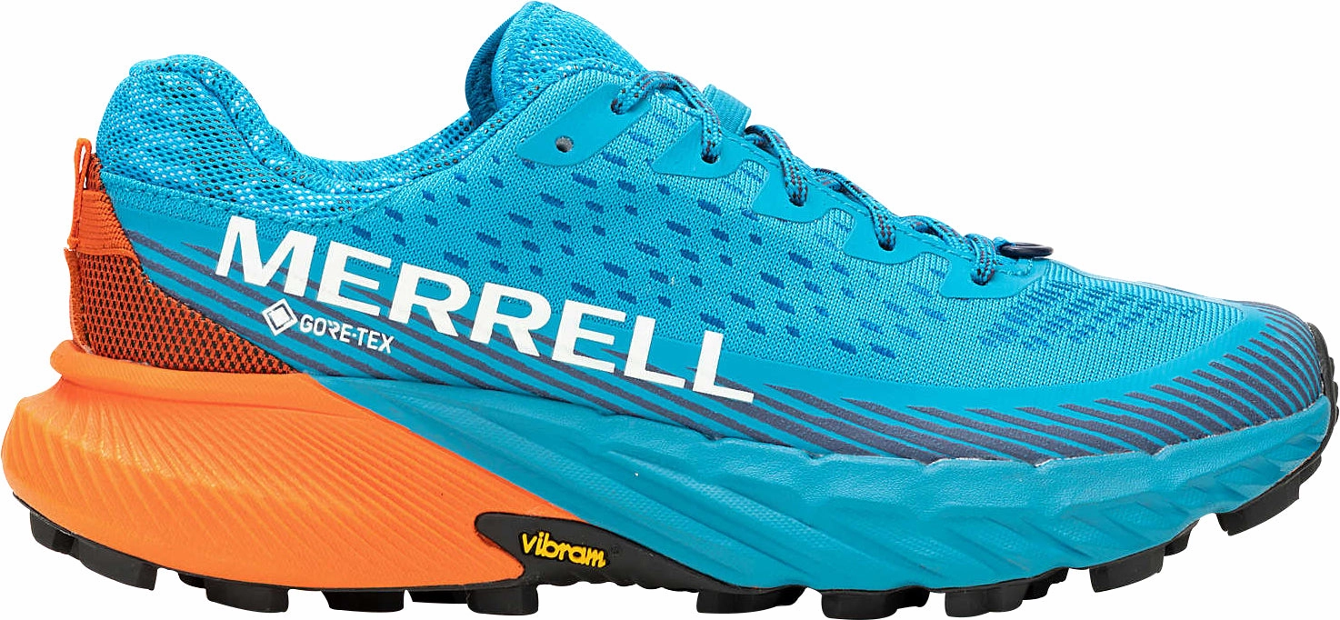 Merrell Agility Peak 5 GORE-TEX Womens Trail Running Shoes - Blue Adjustable Heel Collar