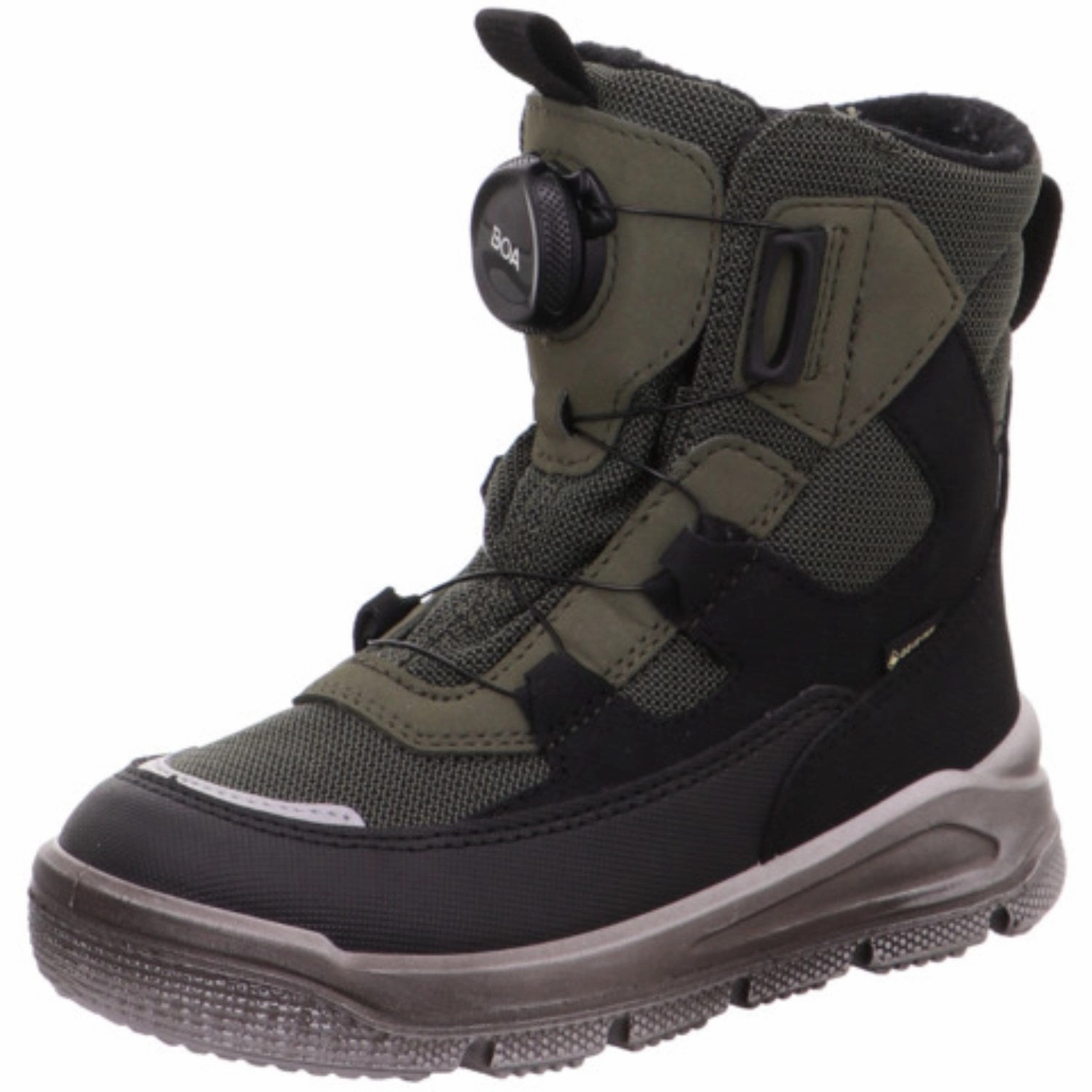 Ground Force Comfort Buckles Superfit Black/Green Mars Boots With Warm Lining
