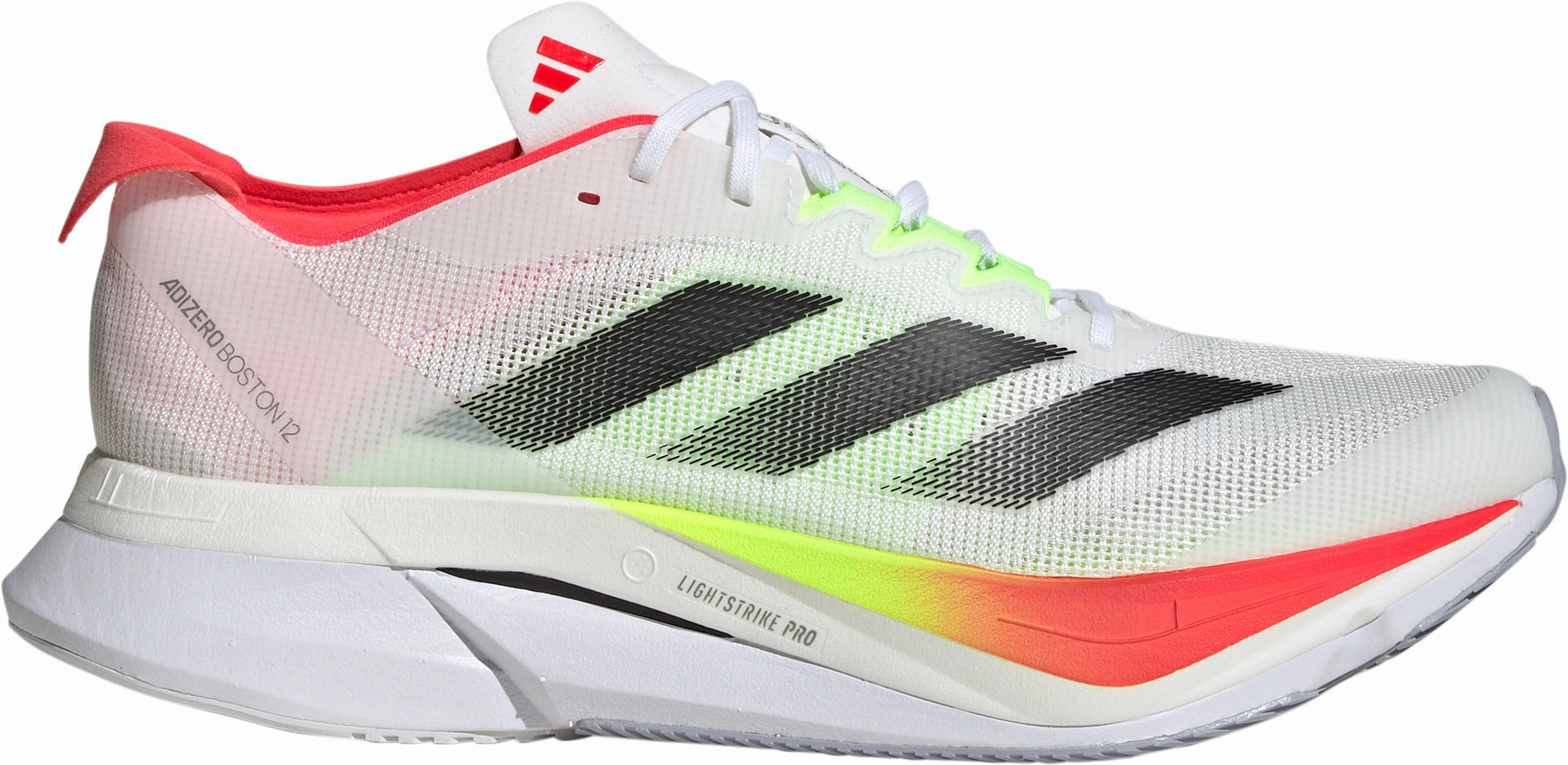 adidas Adizero Boston 12 Mens Running Shoes - White Energy Returning Pods Foam Pod Cushioning