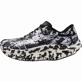 entry - level running shoes 3D Curved Grooves Mizuno Wave Rebellion Pro Running Shoes - Black