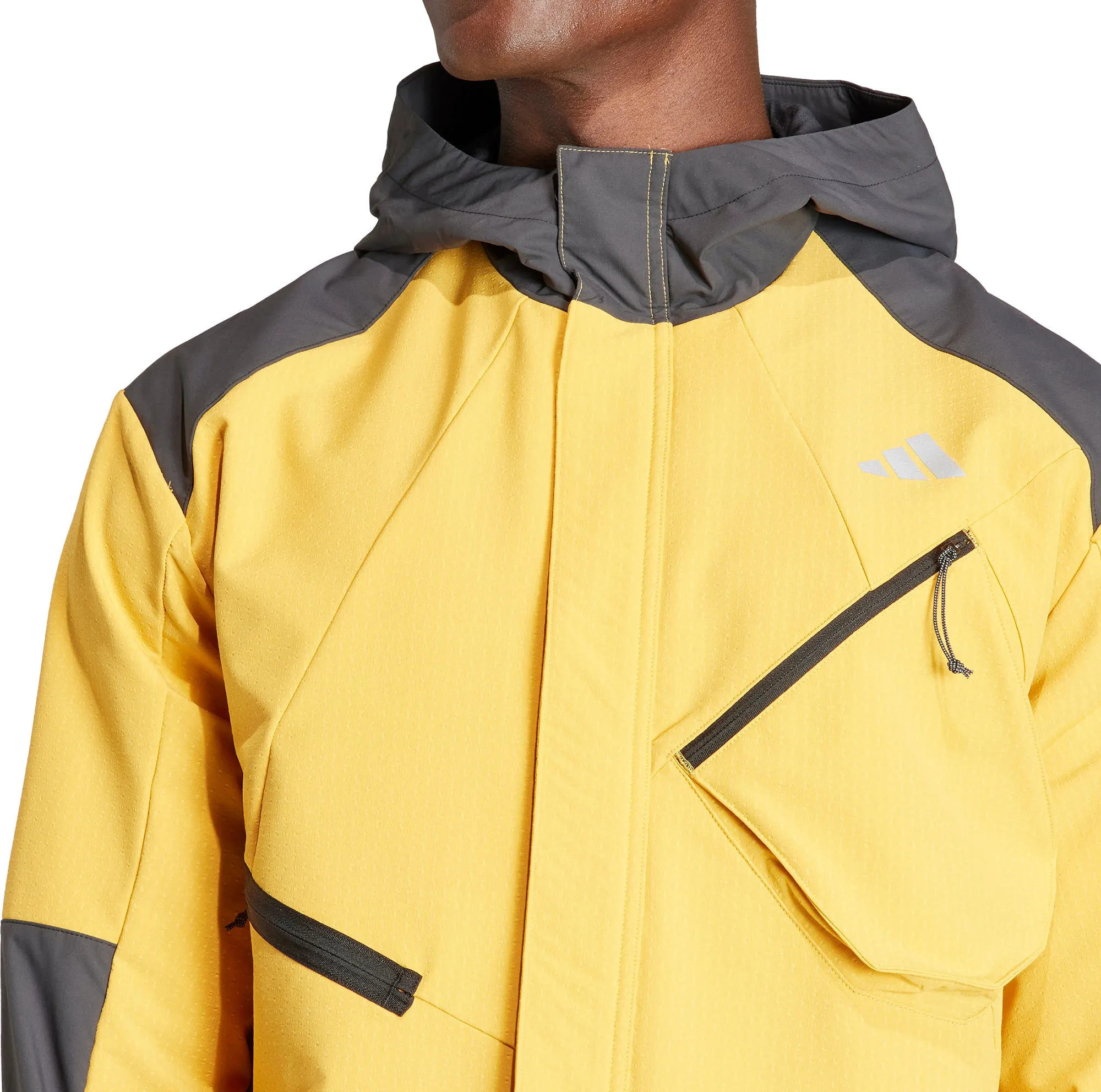 adidas Ultimate Conquer The Elements COLD.RDY Mens Running Jacket - Yellow Technique Airtight Storage Compartment