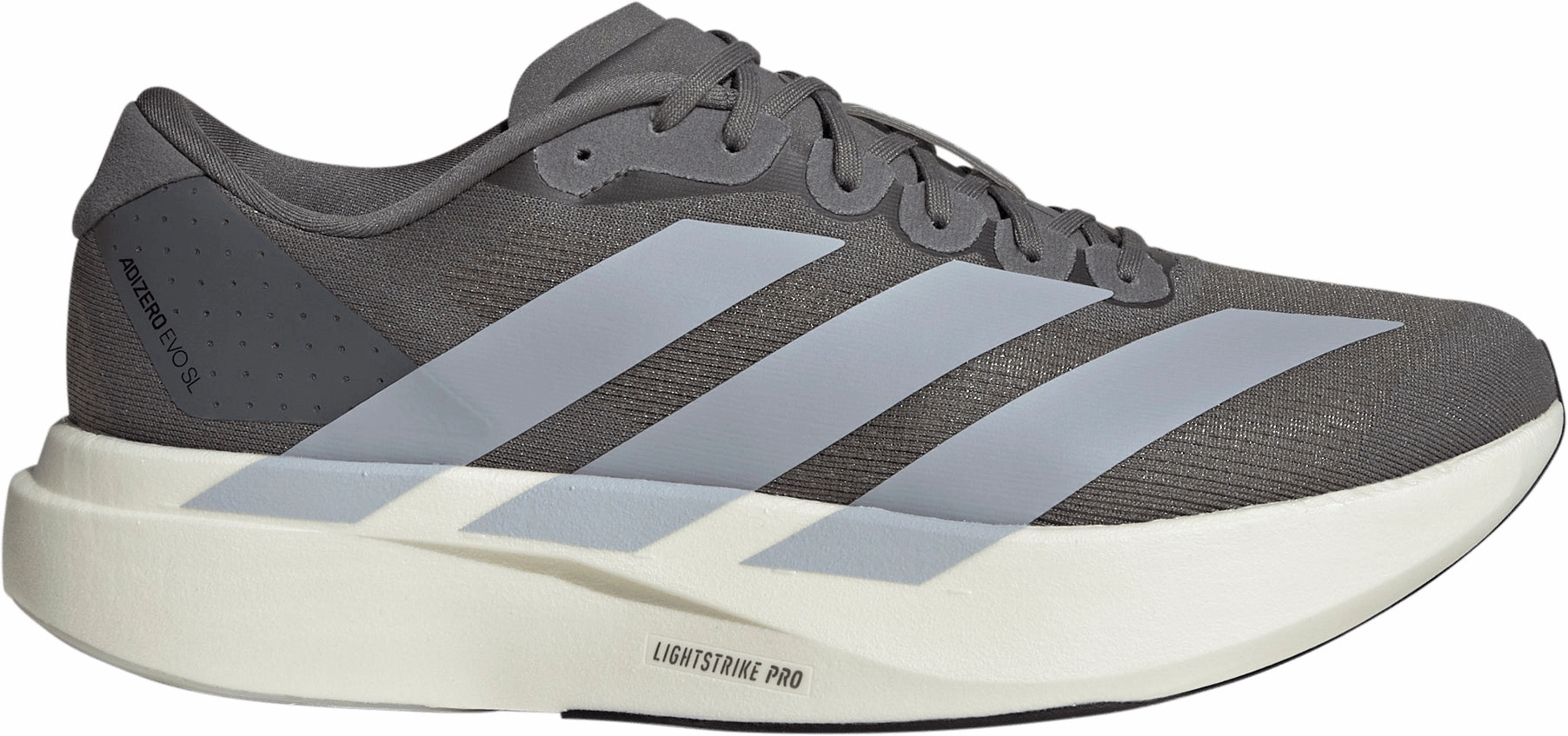 adidas Adizero EVO SL Mens Running Shoes - Grey Adaptive Midsole Geometry high - traction shoes