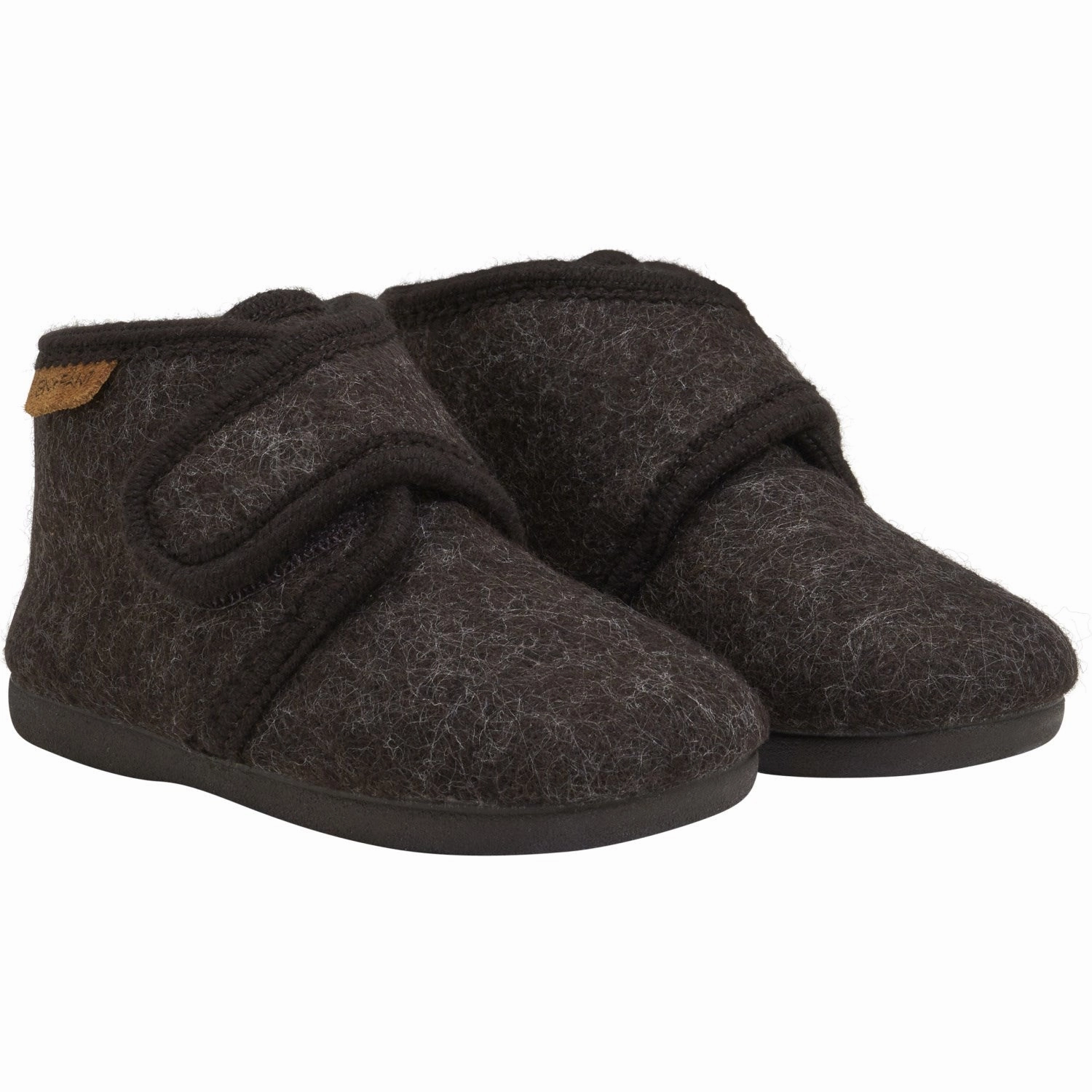 Chill Slip-On Shoes Comfort footbed En Fant Chocolate Melange Slippers Wool Velcro